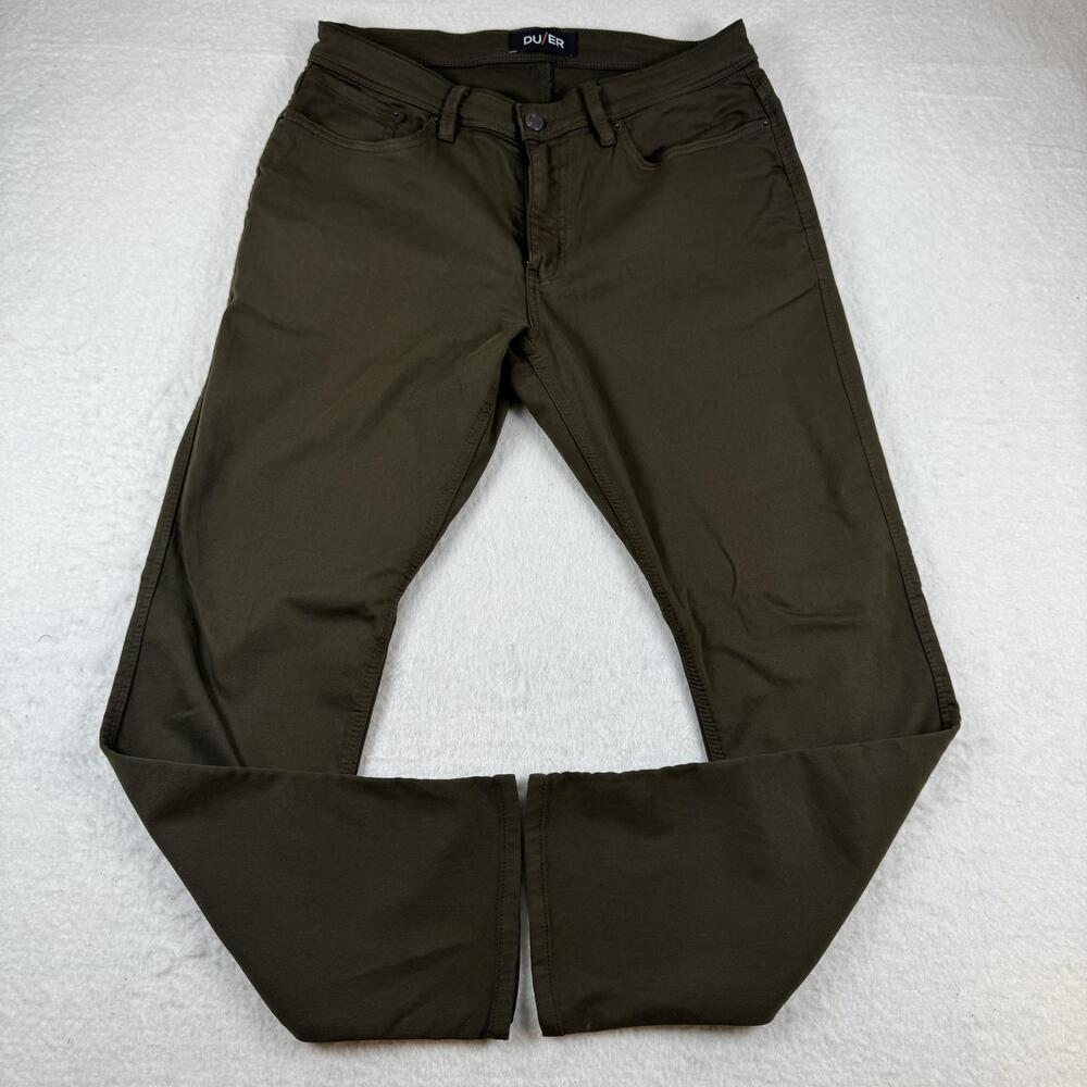 DU/ER Pants Mens Size 34x30 Green N2X Relaxed Taper Stretch Chino Denim Casual